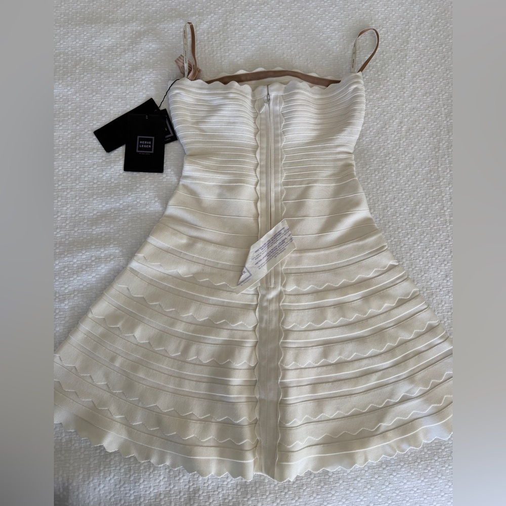 Herve Leger “Phoebe Dress” NWT White Strapless Dress Small - Picture 6 of 10